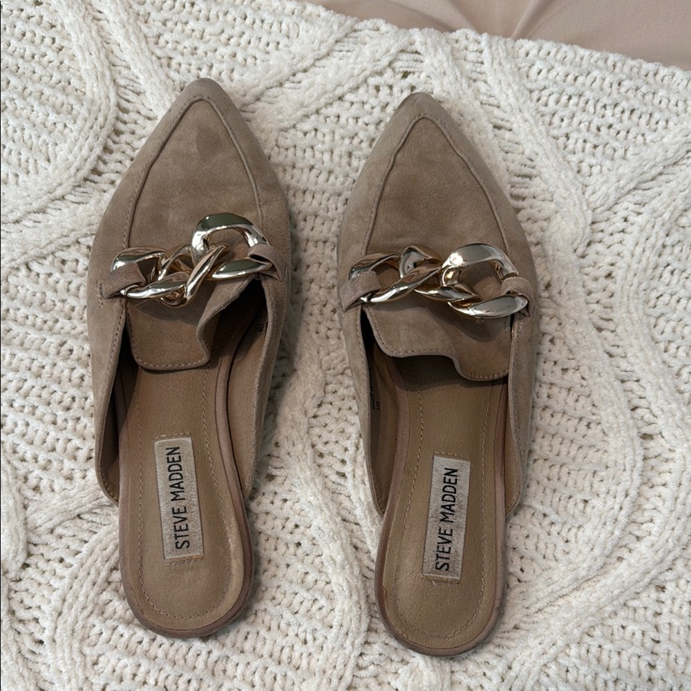 Steve Madden Tan Chain Detail Mules